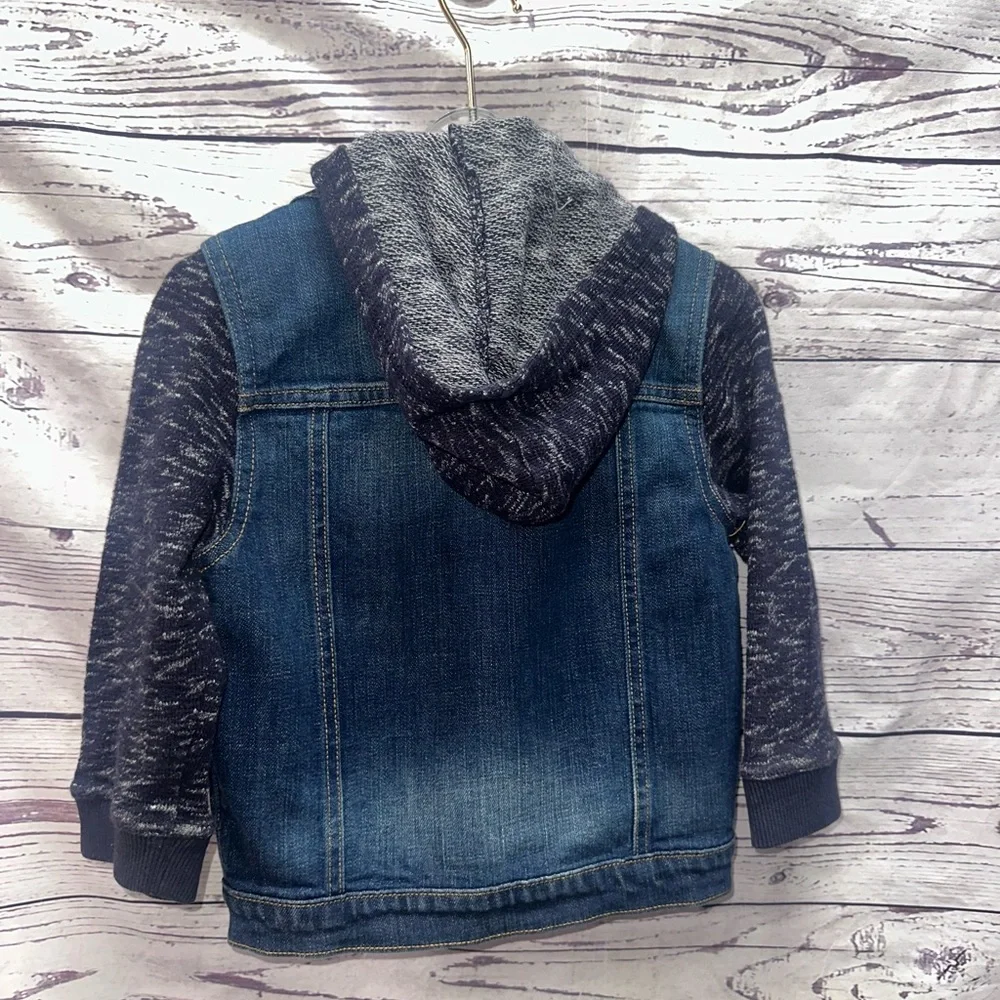 OshKosh B'gosh Blue Jean Jacket with Quilted Hood Size 3t